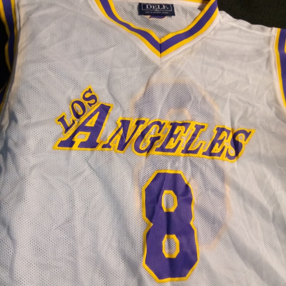 Used delf los angeles #8 basketball jersey white